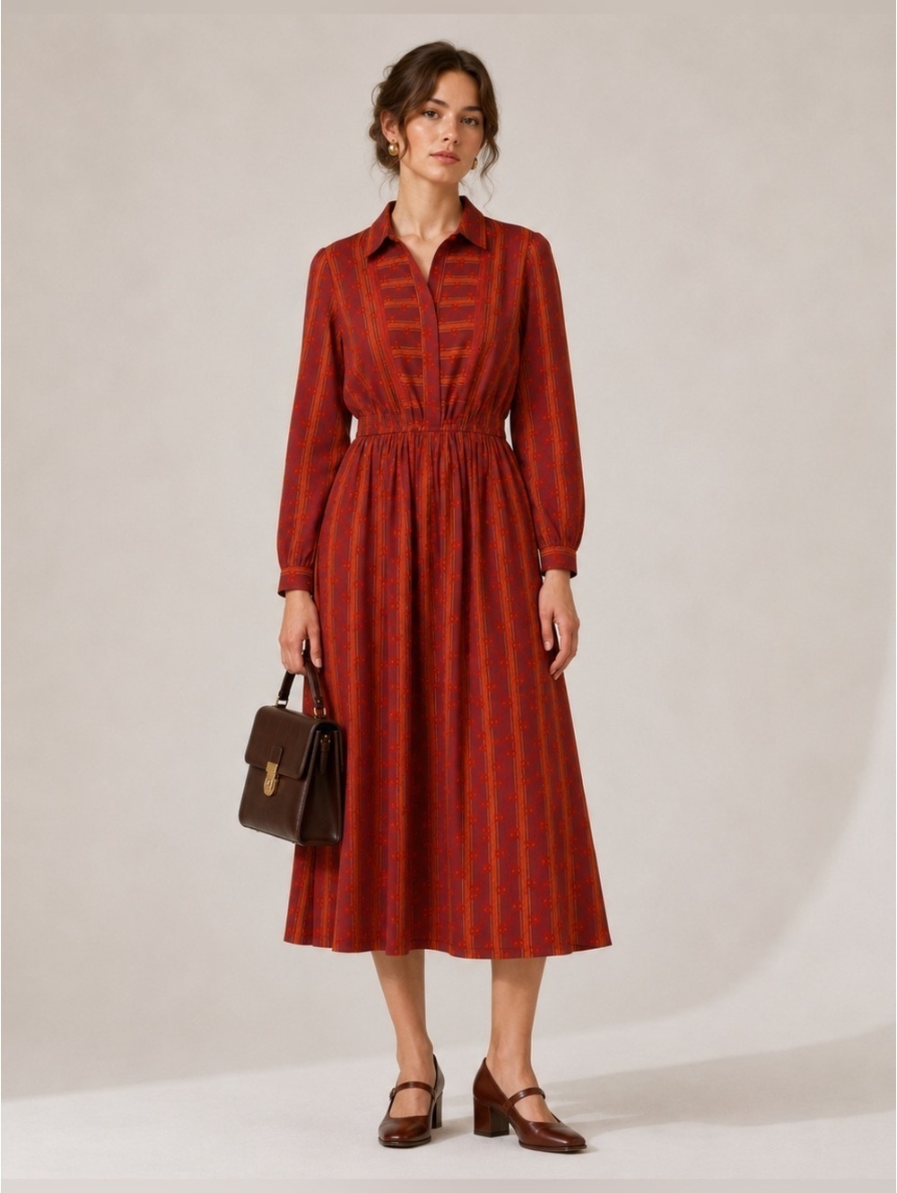 Vintage Jack Mulqueen Silksational Midi Dress with Red Abstract Pattern, Size S